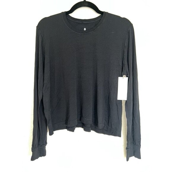 Spiritual gangster black crop top XS/S oversized long sleeve stretchy lounge E - Picture 1 of 5